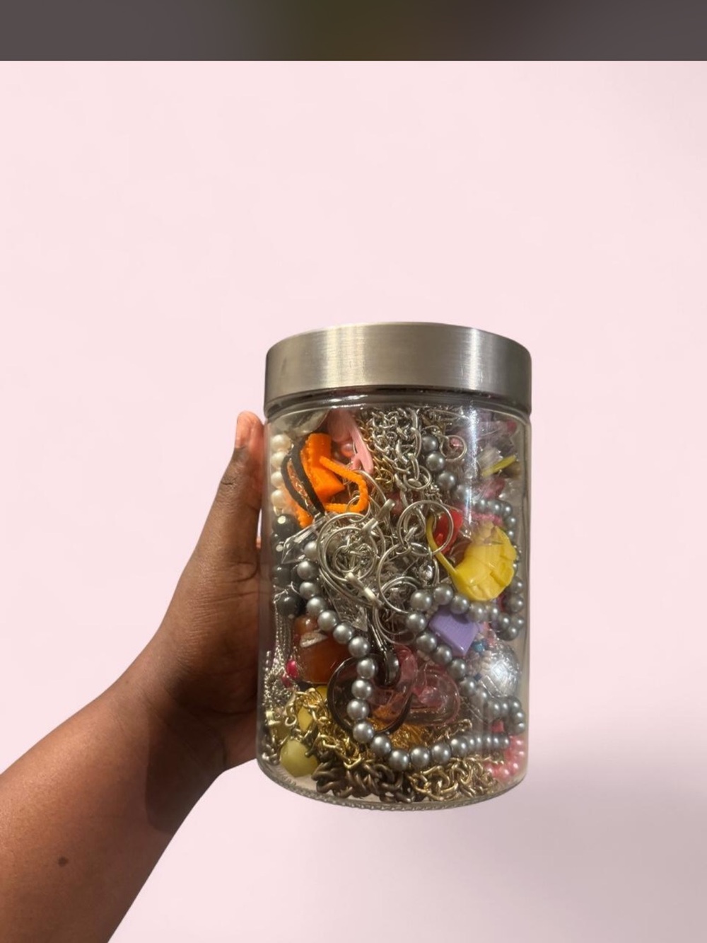 Assorted Women's Jewelry Jar – Mixed Silver & Colorful Charms